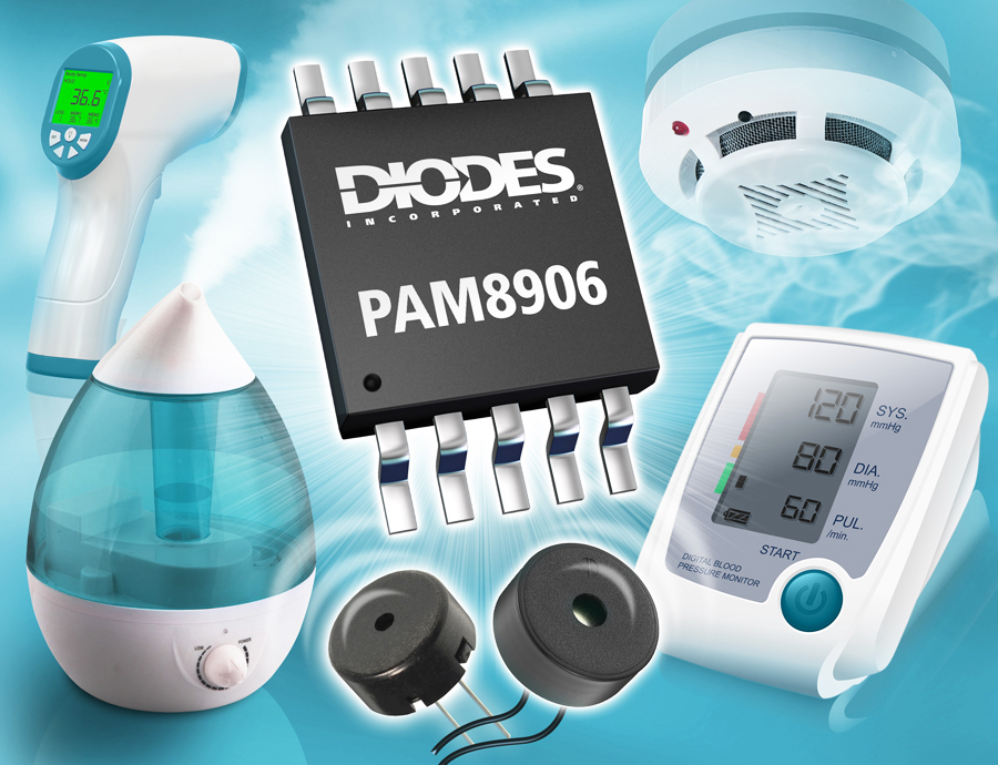 Diodes公司推出的自激式压电鸣叫器(Piezo Sounder)驱动器可延长运行时间,并在整个电池寿命期间维持高SPL输出